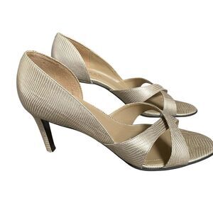 Ralph Lauren Pumps 7.5 EU 38 Gold Open Toe Princess Glam Fairy Wedding Prom